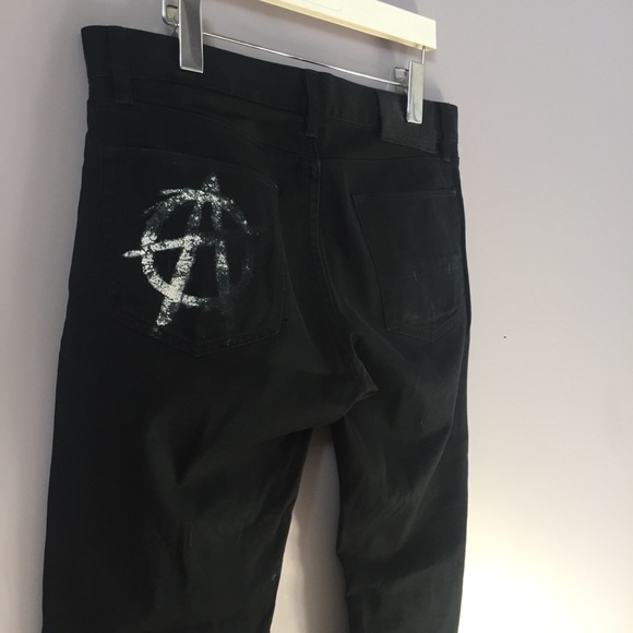 Ralph Lauren Ripped + Distressed Sons of Anarchy Style Black Jeans Denim 30 - Picture 9 of 11